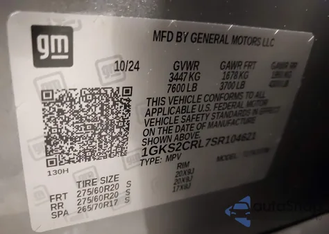 2025 GMC Yukon 4Wd At4 z USA, uszkodzony, nr VIN 1GKS2CRL7SR104621